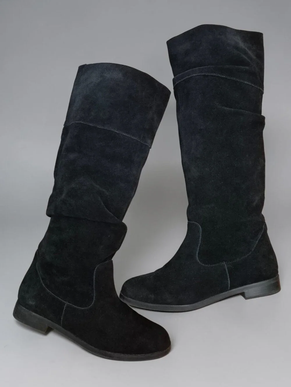 Steve Madden Balen Knee High Black Leather Suede Slouch Boots 9.5 Casual